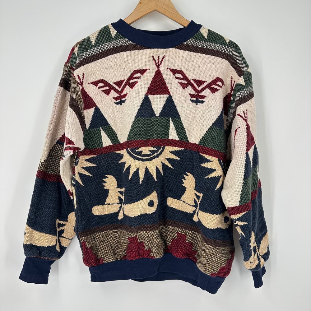 Vintage Sugar Street‎ Weavers One Size Native American Knit Sweater USA Made